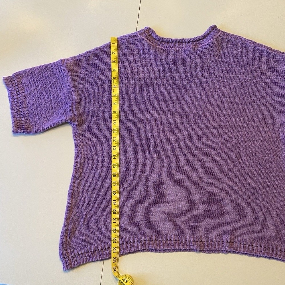 ODDI Purple Short Sleeve Knit Sweater Crew Neck Boxy Fit IT15379P Womens 2XL/3XL - Picture 5 of 9